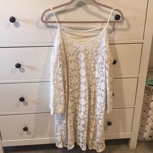 Lace open shoulder dress